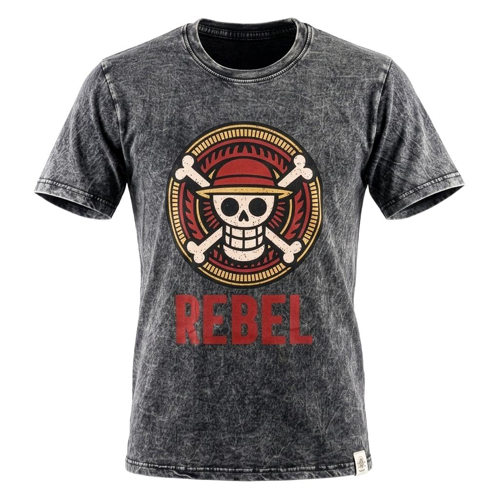 Nomad Sari Stonewashed Cotton T-Shirt - Rebel - Charcoal - Large