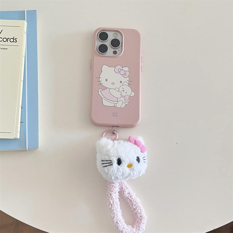 Sweet Girly Line Art Cat Phone Case for iPhone 17, 16 Pro Max, 15, 14 with Hand Strap