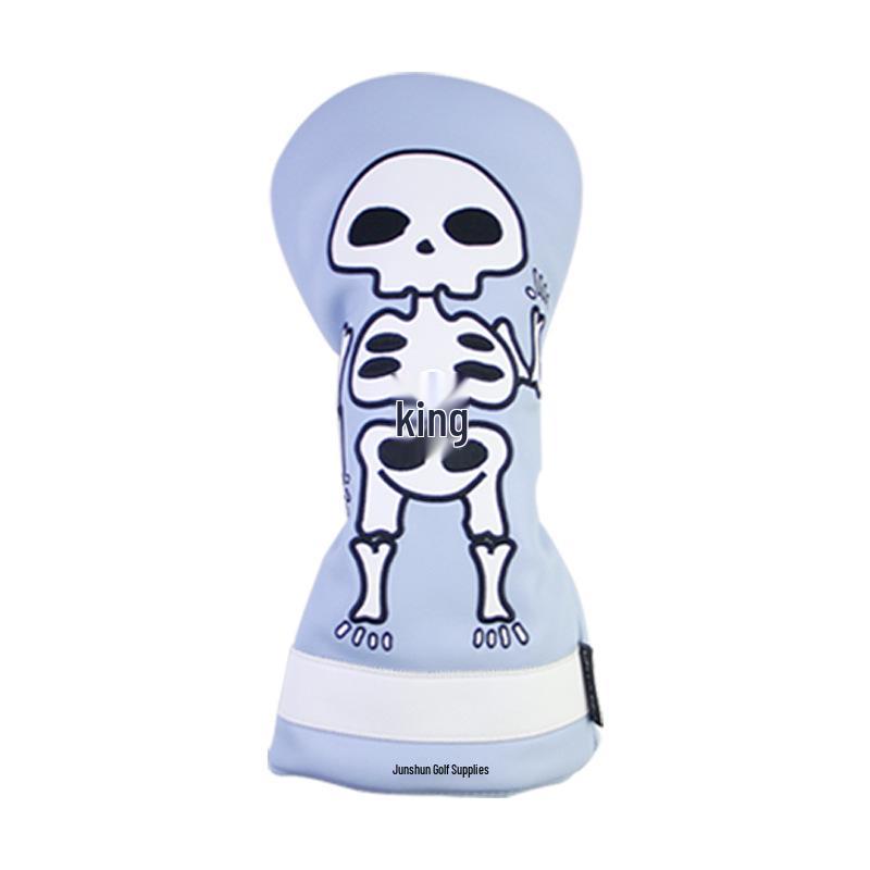 Skull Embroidered Golf Wood Headcover with Rotating Number Tag (1/3/5/UT)