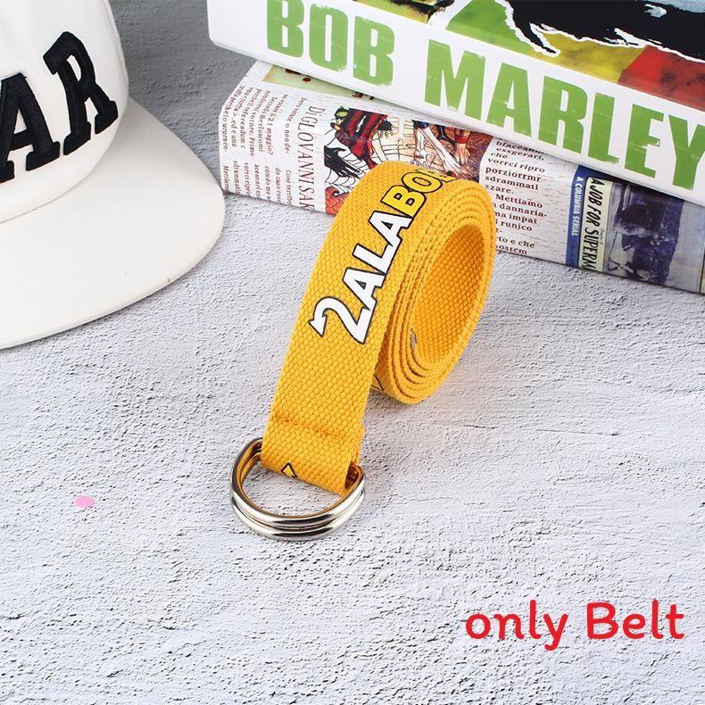

Fashion Pattern Letter Neutral Casual Nylon Waist Belt With Double Design Buckle жёлтый