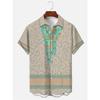 Men's Shirt Art Pattern Print Casual Shirt Short Sleeve Oversized Top Summer Vintage Flower Pattern Beach Y2k Fashion Clothing