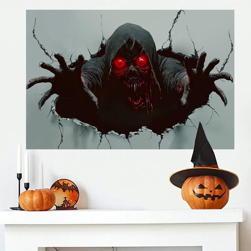 Halloween 3D Effect Horror Wall Stickers Skull Haunted House Decoration Wall Stickers Scene Layout