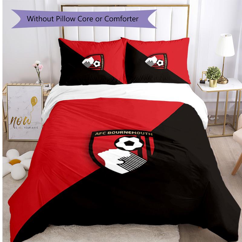 Set Lenzuola Stampato Calcio Bournemouth 3 Pezzi, Comodo Set Copripiumino per Camera da Letto Amico della Pelle