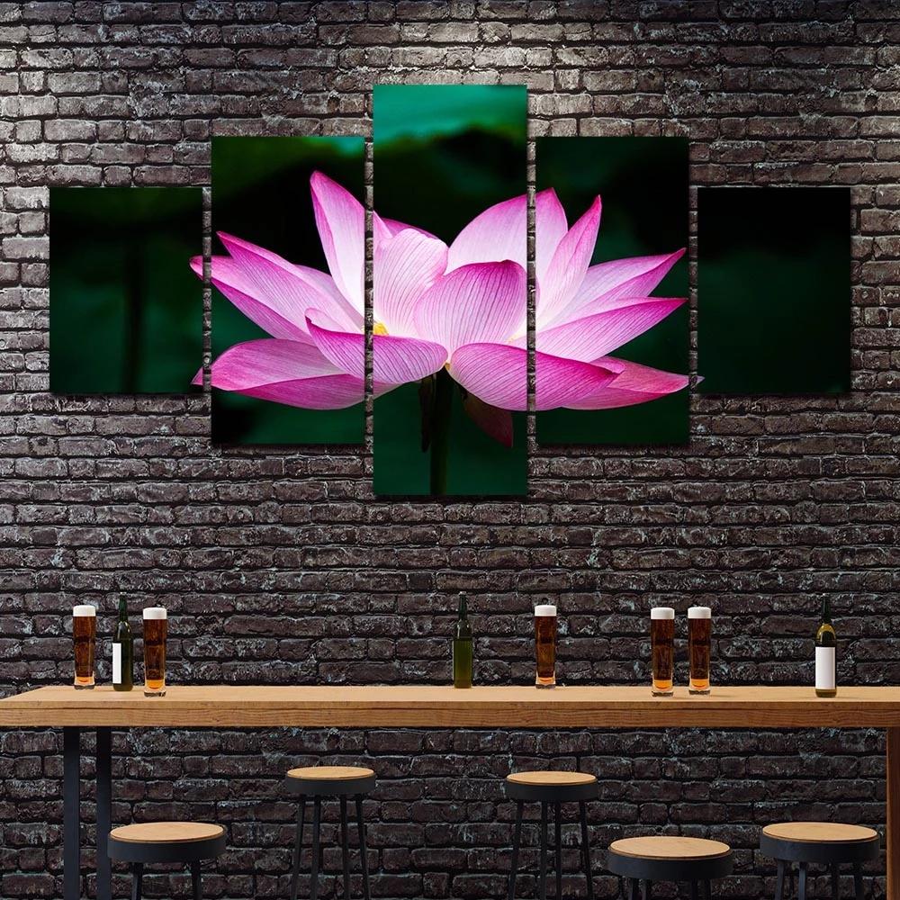 Modular Canvas Painting 5 Pieces Lotus Flower Picture HD Prints Wall Art for Living Room Home Decor Modern Style No Frame Poster