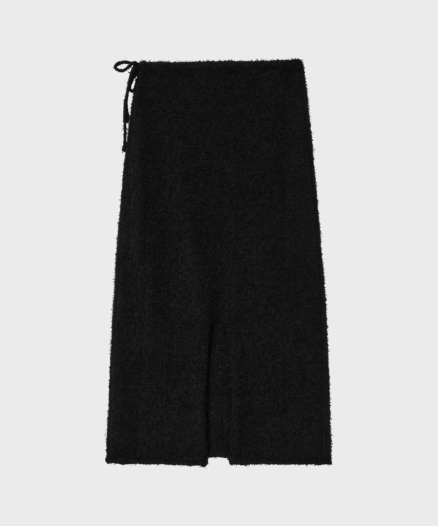 Noir For Woman Feathery Long Knit Skirt (Black)