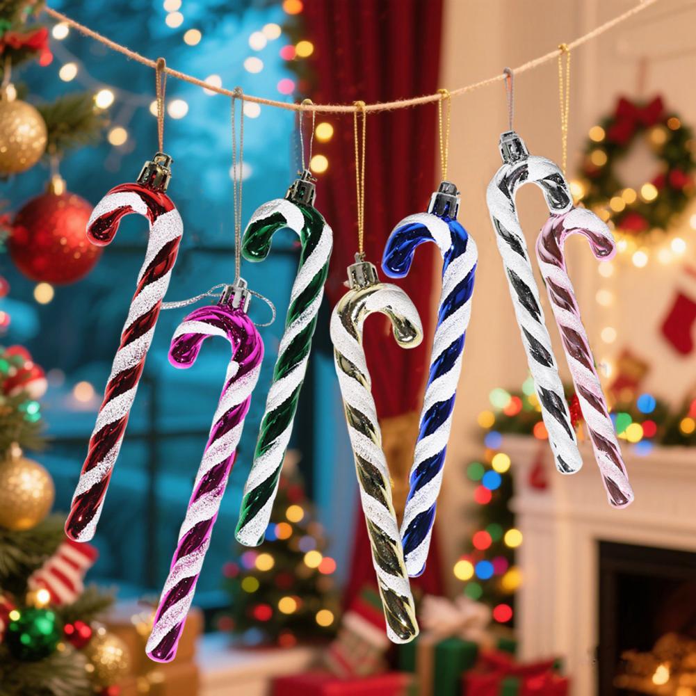 Realistic Candy Cane Decoration Christmas Candy Cane Ornaments Set 6 Plastic Twisted Candy Canes 12 Green White Xmas for Holiday
