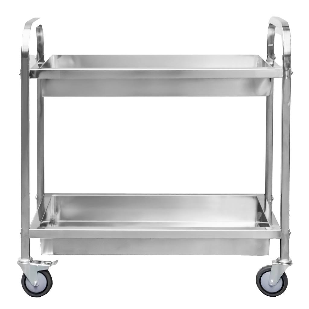 Stainless Steel 2-shelf Deep Mega-M Serving Trolley W-85 Cm D-45 Cm H-90 Cm N