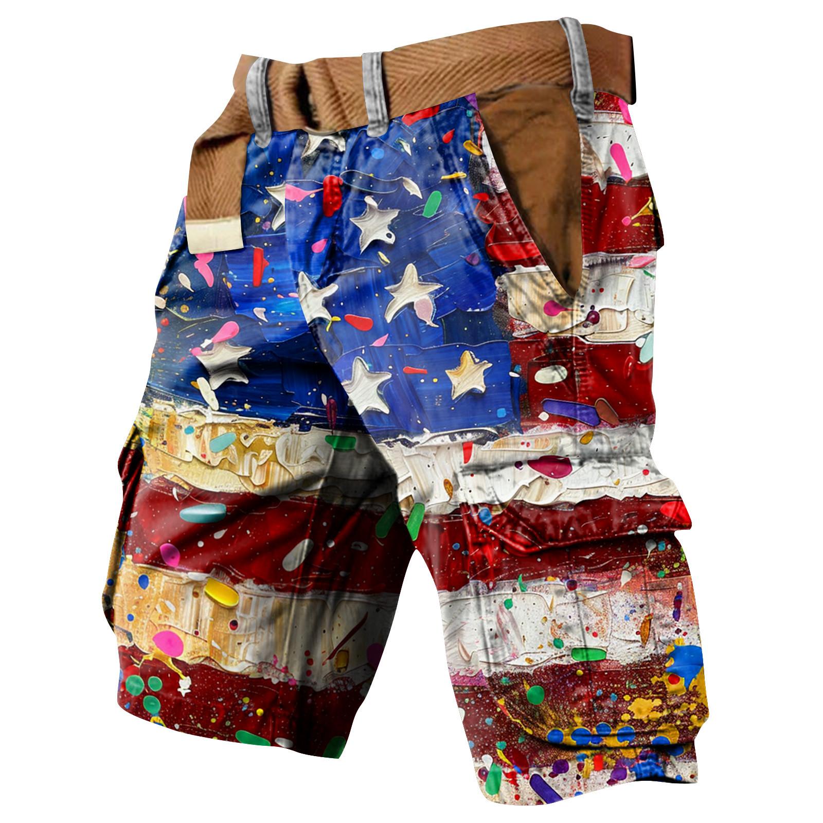 

Мужские рабочие шорты с принтом Дня независимости и несколькими карманами L