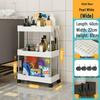 Rolling Bathroom Vanity Storage Rack - Multi-Layer Plastic Organizer for Crevice Spaces