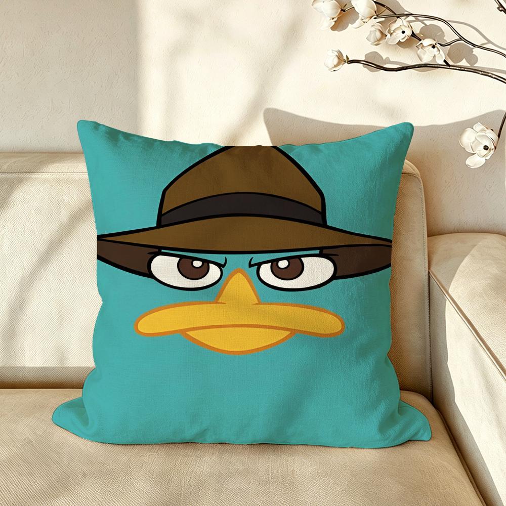 Cartoon PPhineasaandFFerb Kissenbezug Kissenhülle Milbendicht Kissenbezug Seidiger Kurzer Plüsch Sofakissenbezug heiß