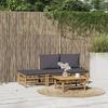 VidaXL Garden Lounge Set 4 Pcs with Dark Grey Cushions Bamboo 3155235