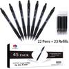 Smart Color Art 45 Pack Black Gel Pens, Retractable Medium Point Gel Ink Pens, Smooth Writing, Comfort Grip, Unisex