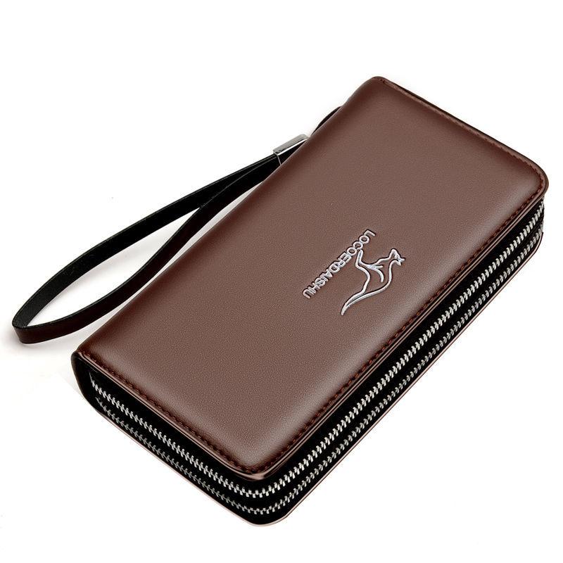 Men's Leather Wallet Large Capacity Billeteras Para Hombre Double Zipper Men Clutch Bag  Male Business Wallet