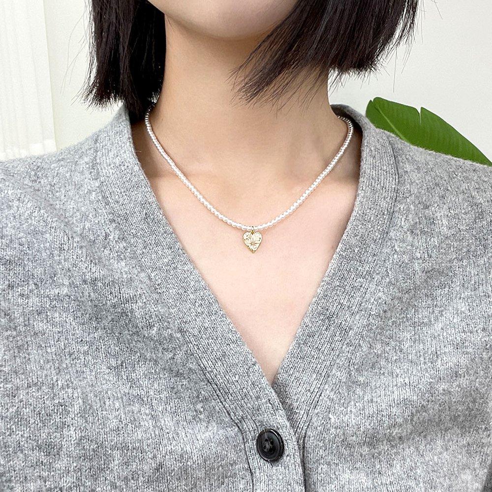 Heart Birthstone Pearl Necklace