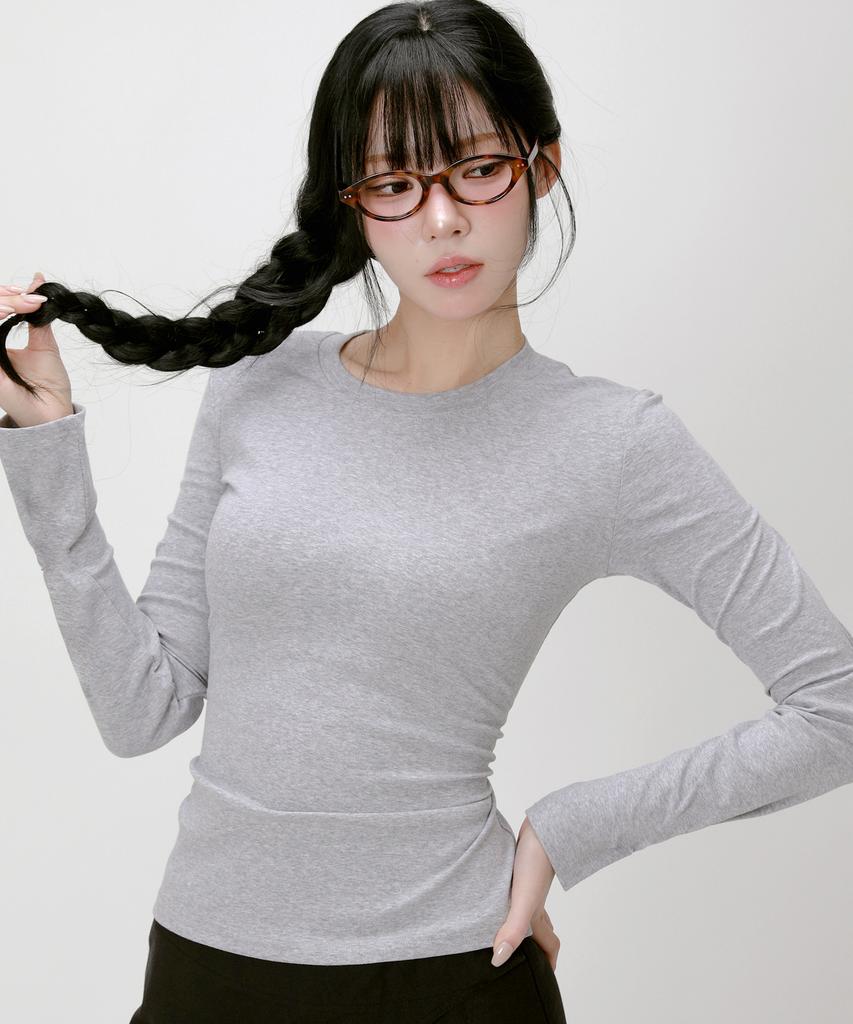 LIKE THE MOST Slim Basic Long Sleeve T-Shirt_Gray