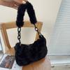 Elegant Autumn Winter Shoulder Bags Small Armpit Bags Women Plush Acrylic Chain Underarm Pouch Designer Luxury Casual Handbags