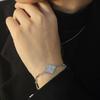 Vintage Court Style Cloth Qi Latti Streamer Powder Four-Leaf Clover Necklace Bracelet Women'S High-End Accessories