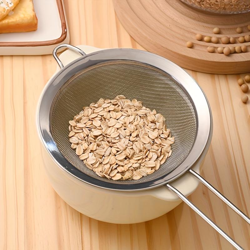 Stainless Steel Colander Kitchen Household Mesh Oil Drain Ladle Bean Curd Tip Ear Mesh Flour Filter Sieve