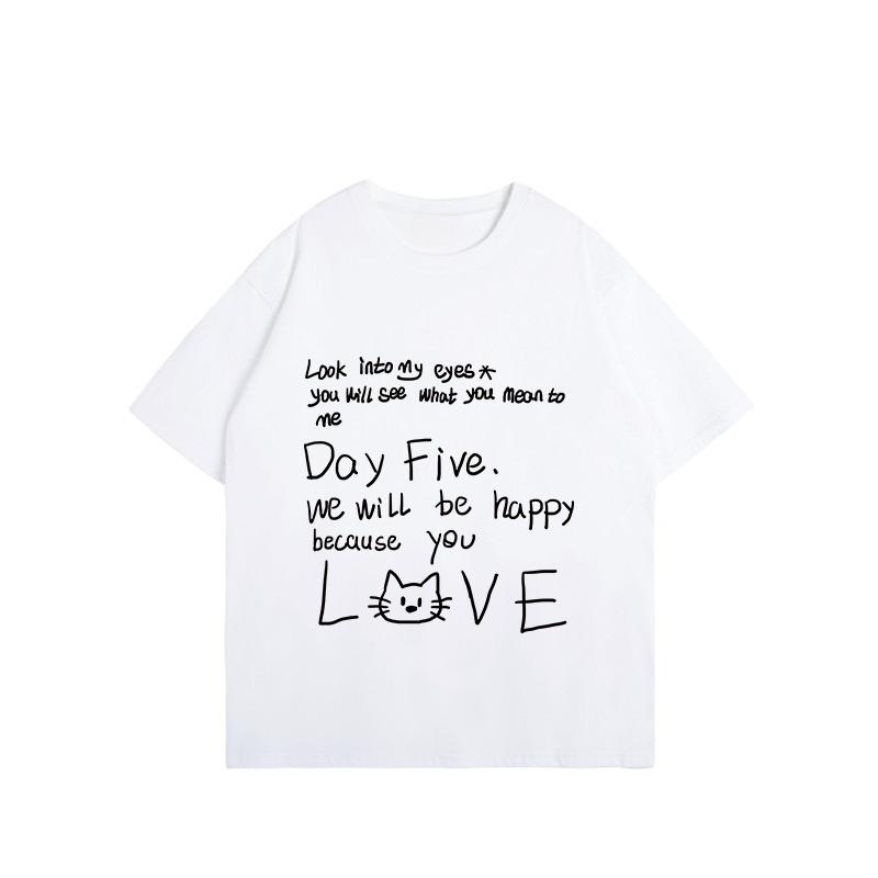 New Unisexs And Unisexs Versatile Tshirt Pattern Printed Summer Short Sleeve Street Style Casual Pure Cotton Clothing Tshirt