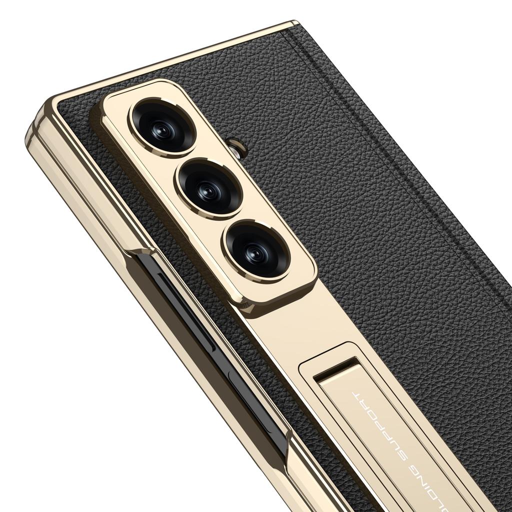 Custodia a Cerniera in Pelle Magnetica Per Samsung Galaxy Z Fold 7 6 Lusso Placcatura Supporto Copertura Vetro Schermo Anteriore Per Custodia Galaxy Z Fold7