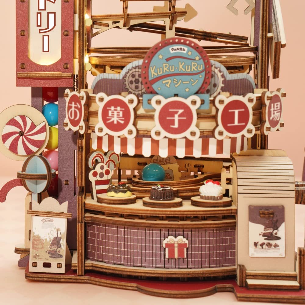 Moving 3D Wooden Puzzle Candy Factory with Japanese Instructions Tsukurundesu®