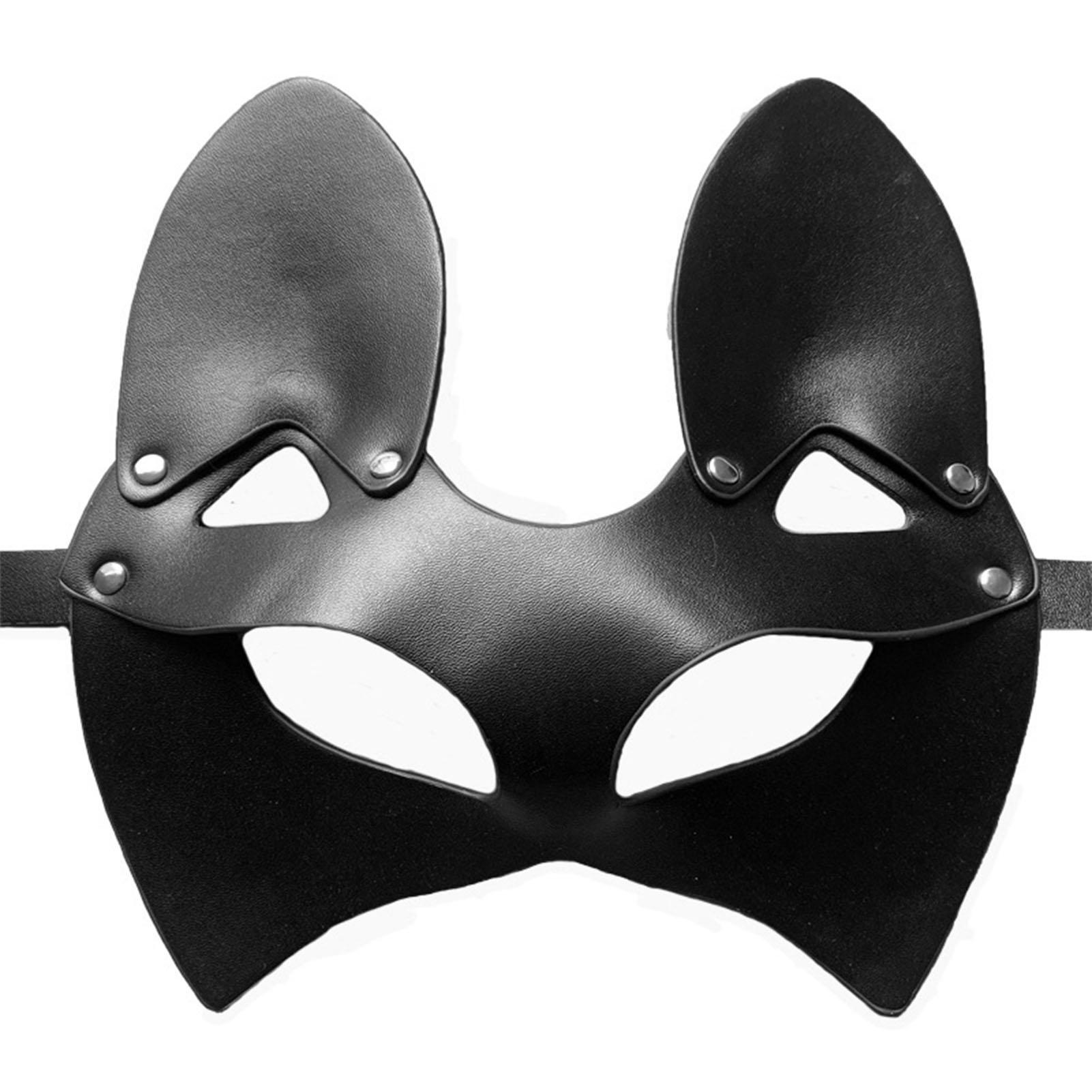 

PU Leather Cat Costume Prop Soft Handmade Mysterious Punk Gothic Style Black Cosplay Cat Face Cover Simple Tanning Edge