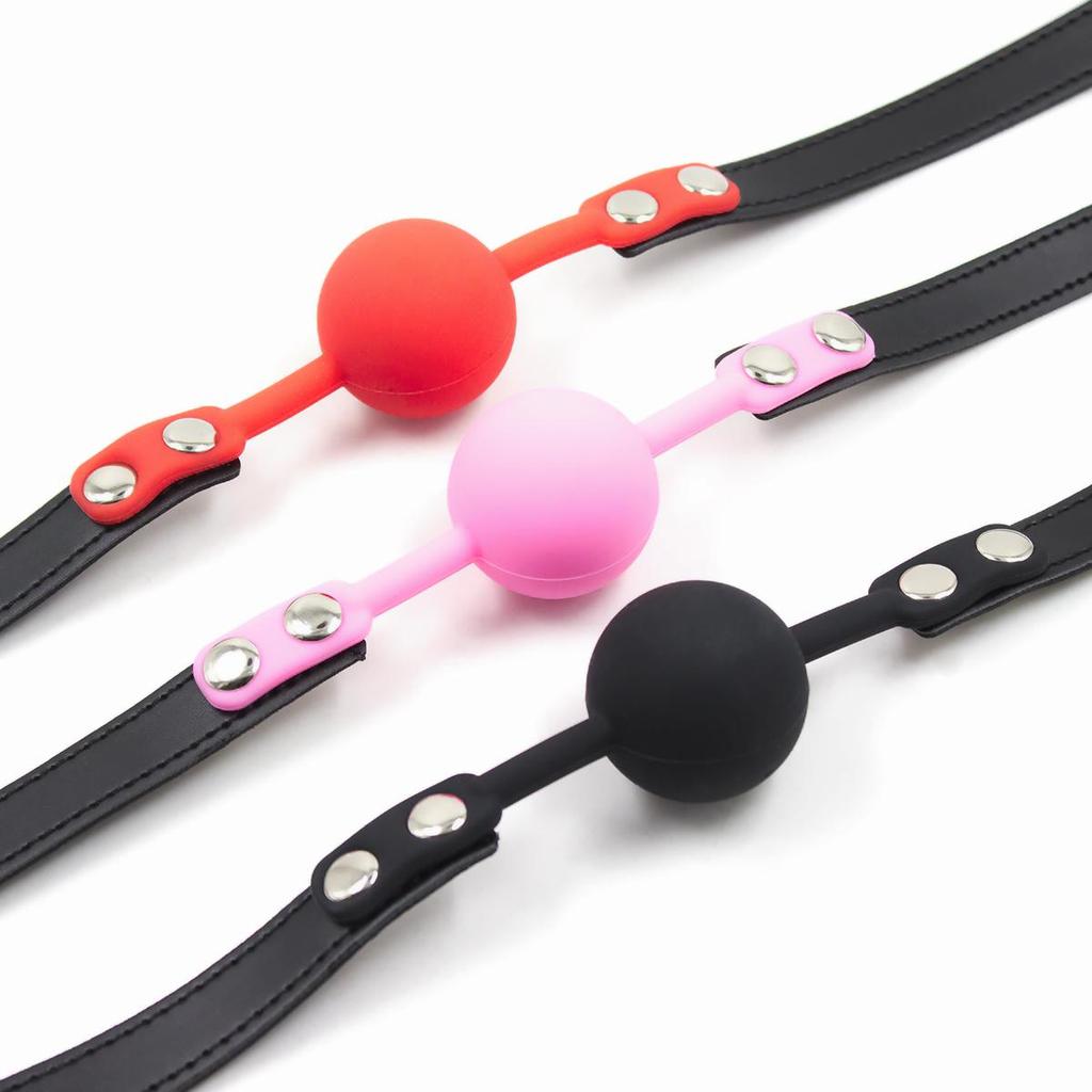VaHppy Mouth Ball Yoke 4cm 80g Silicone Solid Drooling Couple Games Sex Toys SM BDSM Adult Products PU Bondage Oral Sex