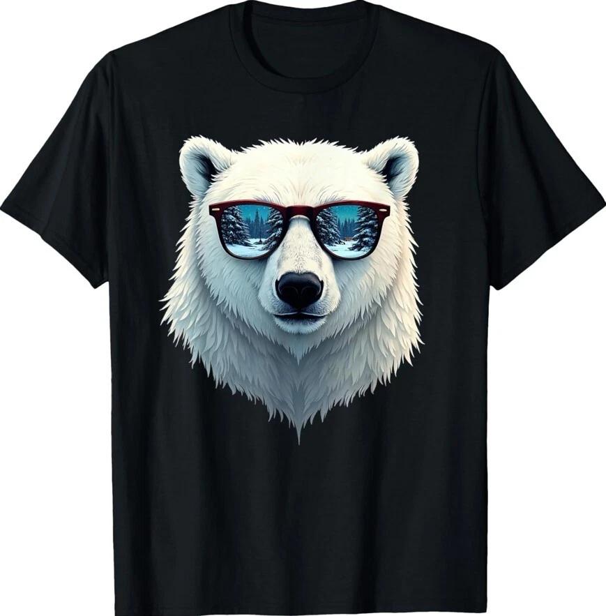 Funny Polar Bear In Sunglasses Gift Present Nice Cute Unisex T-Shirt S