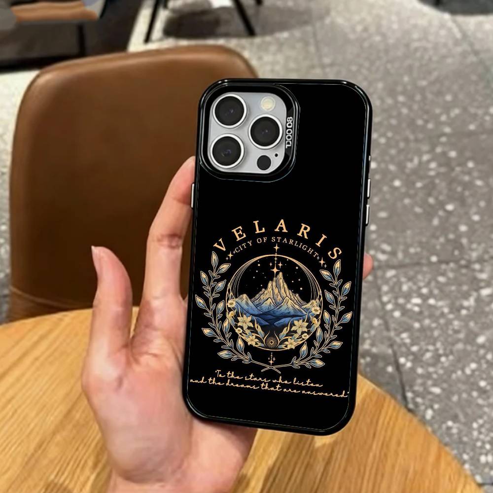 

A-Acotar A Court Of Mist And Fury Phone Case For iPhone17,16,15,14,13,12,11 Plus,Pro Max Colored Silver Plated Inside Cover iPhone14