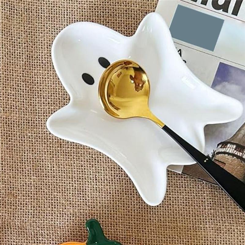 ABWR-Cute Halloween Ghost Spoon Rest White For Kitchen Counter, Cooking Spoon Holder Utensil Rest(For Kitchen)
