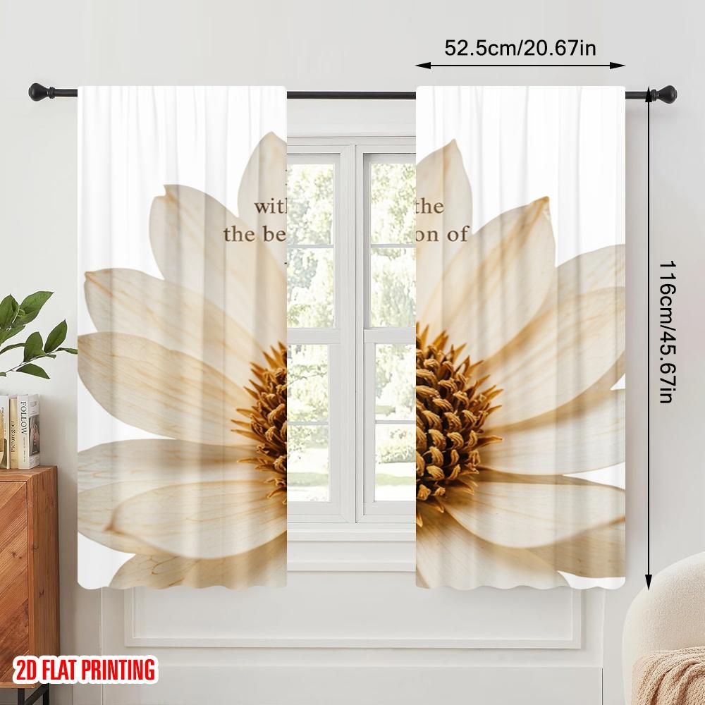 2pcs 2D flat printing Curtain Dried flower inspirational quote Fabric Without Electricity Festive Curtains for Photo Booths &
