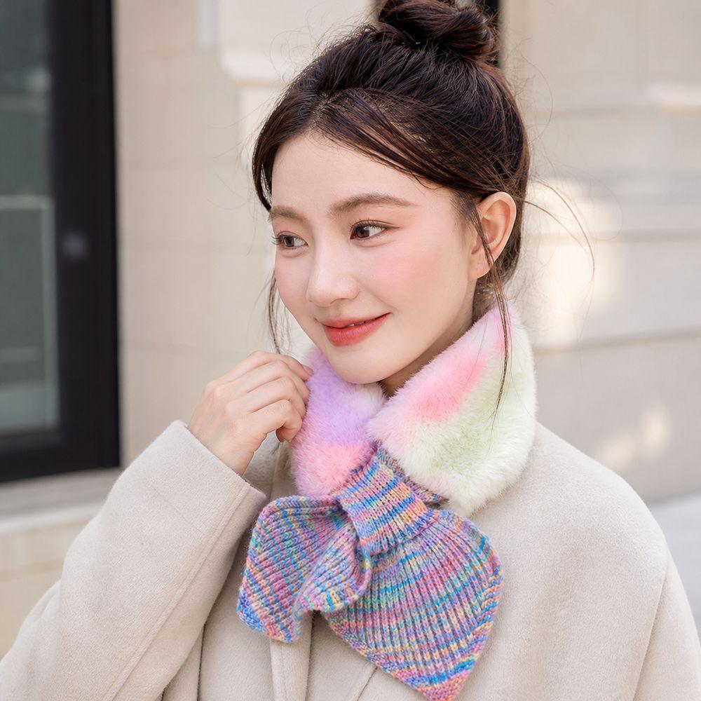 Knitted Fabric Faux Fur Scarf Cross Tie Winter Neck Scarf New Wrist Cuff Daily Outfits