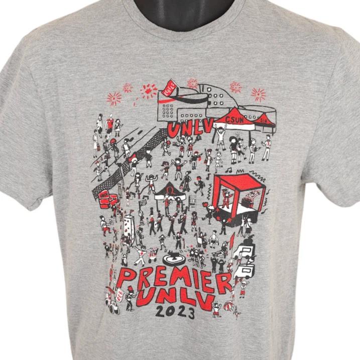 Premier UNLV Rebels 100% Cotton T-shirt Mens Tees Top Mens Size Medium Gray Fight Song 2023 Las Vegas M