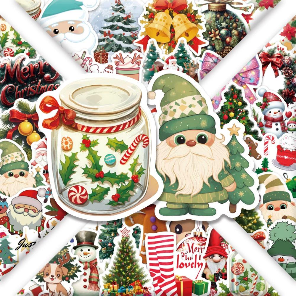 54 Sheets Christmas Cartoon Stickers for Decorating Skateboards, Notebooks, Tablets, and Christmas Trees