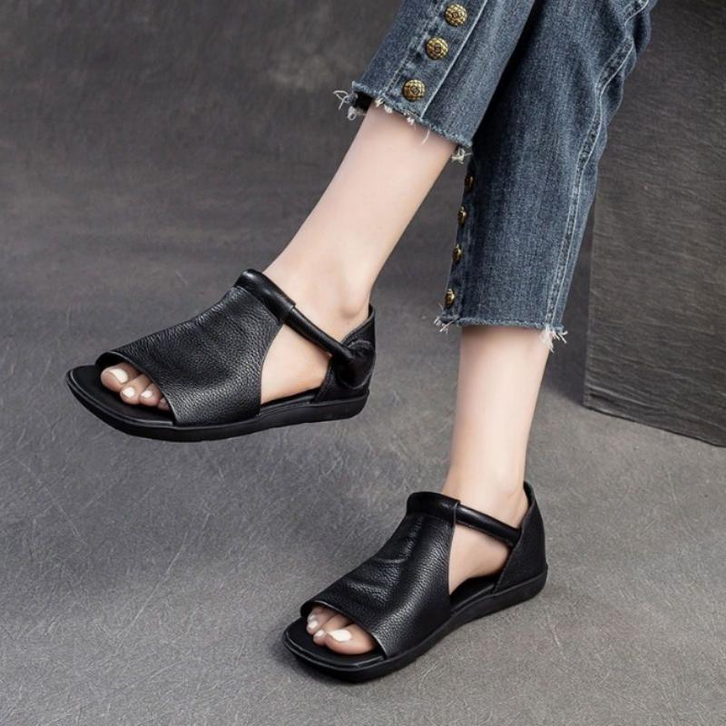 Women s Hook & Loop Flat Sandals Summer - Open-Toe Casual Beach Shoes, Comfortable Soft Sole Walking Sandals for Daily &Vacation 38