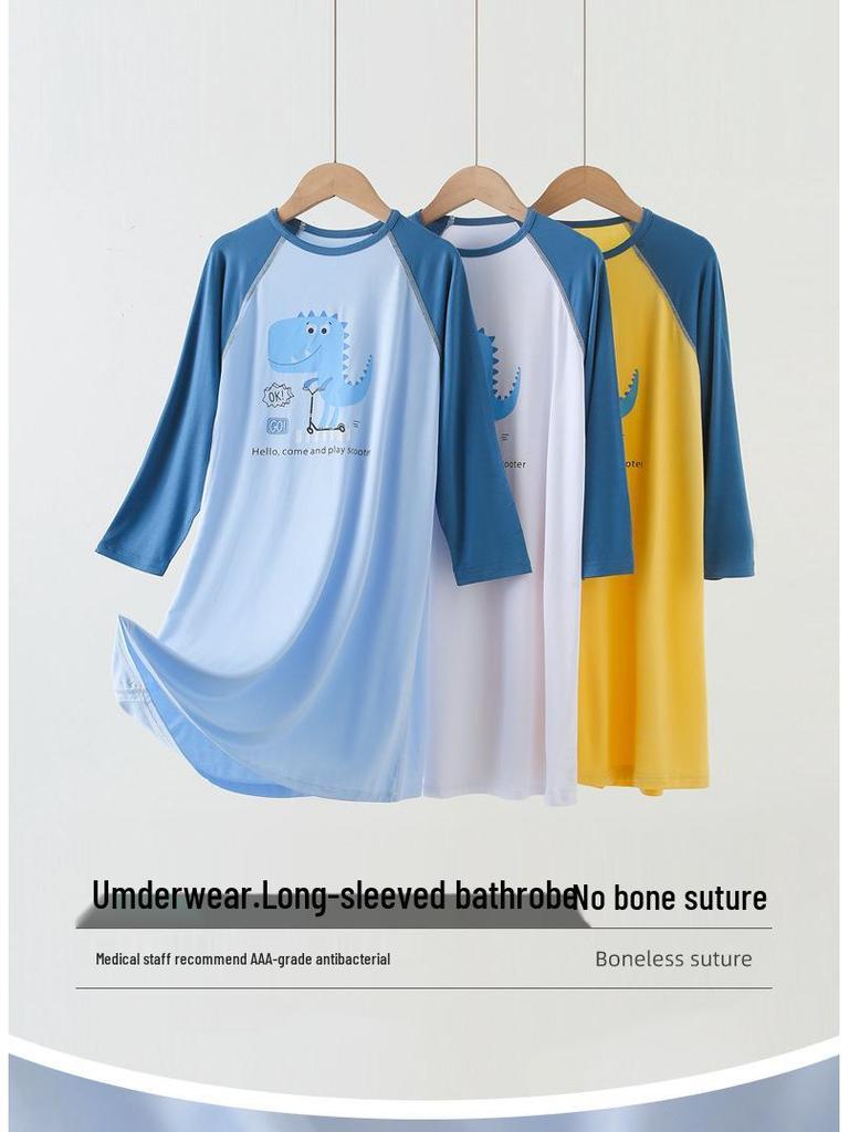 Chlapecký župan s dlouhým rukávem z modalu – Letní a jarní/podzimní noční košile pro pohodlí po obřízce