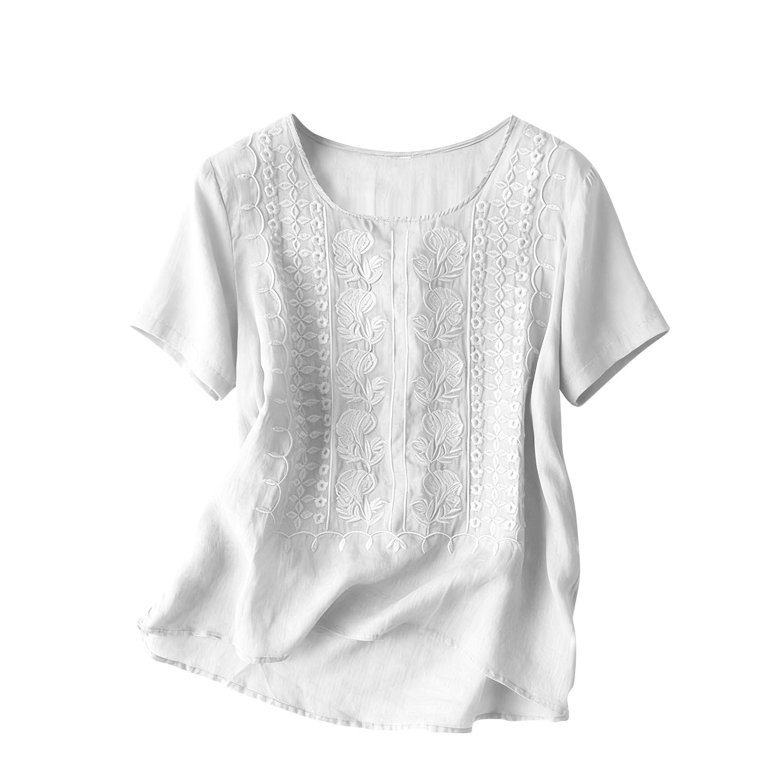 Women s Fashionable Casual Short-sleeved Pullover Top L белый