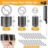 39PCS Self Grip Hair Rollers Curlers 3 Sizes Black Hair Roller 2.5in, 1.9in, 1.4in, Jumbo Hair Roller with 12PCS Duckbill Clips Hair Rollers for Long