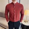 Stand Collar Men's Shirt High High Quality Long Sleeve Casual Business Dress Shirt Slim Fit Streetwear Men Clothing