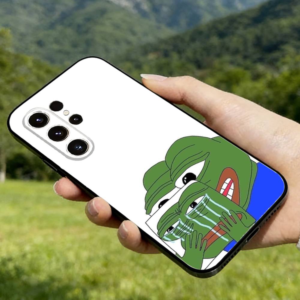 

Funny P-Pepe Frog Sad Phone case For Samsung Galaxy A56,36,26,16,76,55,35,25,15,54,34,24,14 Soft Silicone Black Cover 15 Samsung A42 5G