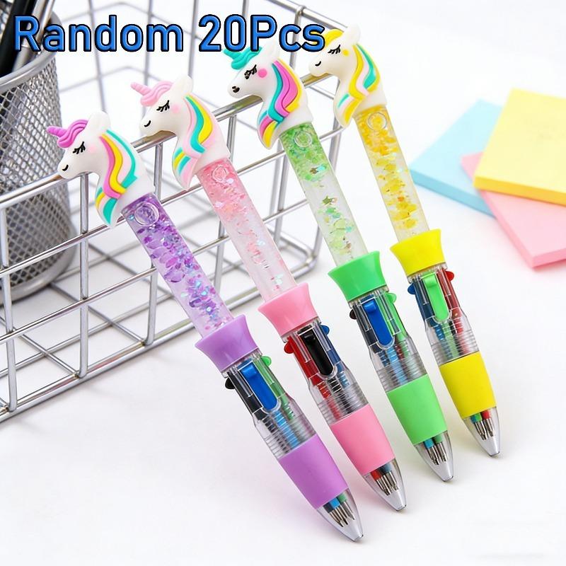 

2 Pcs Cute Cartoon Multicolor Kawaii Animals Head Small Four Color Mini Color Ballpoint Pen Student Stationery Gift Prizes Random style2P
