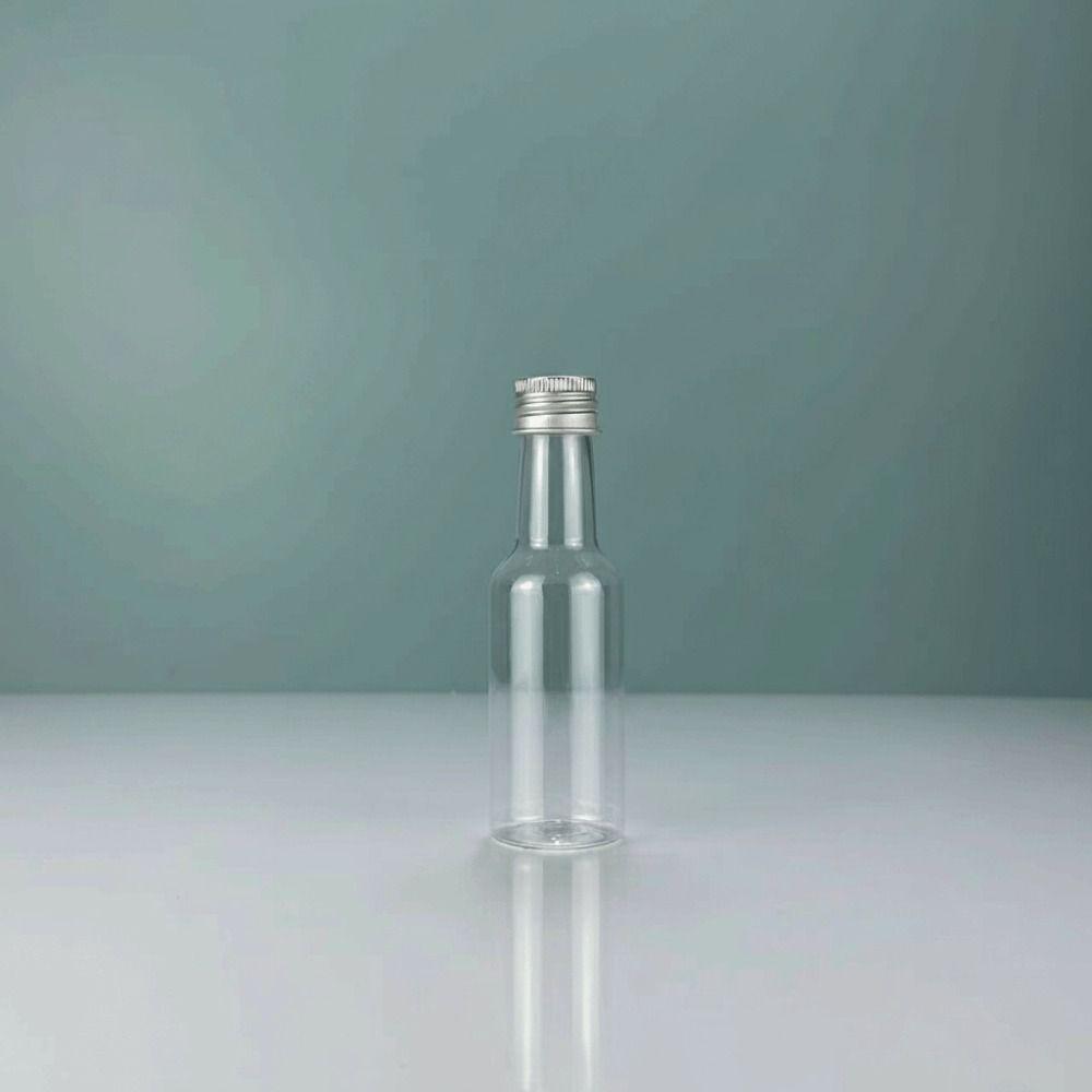 Silver Caps Plastic Spirit Bottles 50ml Capacity Travel Liquid Container Wedding Party Decoration