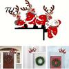 Elk Christmas Home Decor Door Frame Corner Decor, Wooden Santa Reindeer Topper Holiday Sign Ornament, Creative Table EdgeDecoration for Shop