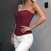 Women's High Waisted Slim Fit Fashionable Strapless With Chest Cushion