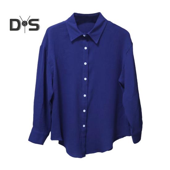 Cămașă Damă Rever Mânecă Lungă Plachetă cu Nasturi Topuri Cămașă Culoare Solidă Croială Lejeră Îngrijire Ușoară Cămașă Șifonată