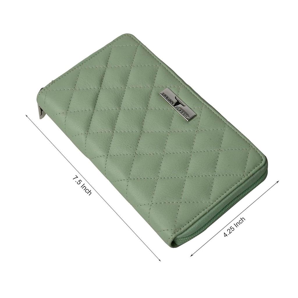 Grace Quilted Mint Green Leather Wallet/Clutch for Women