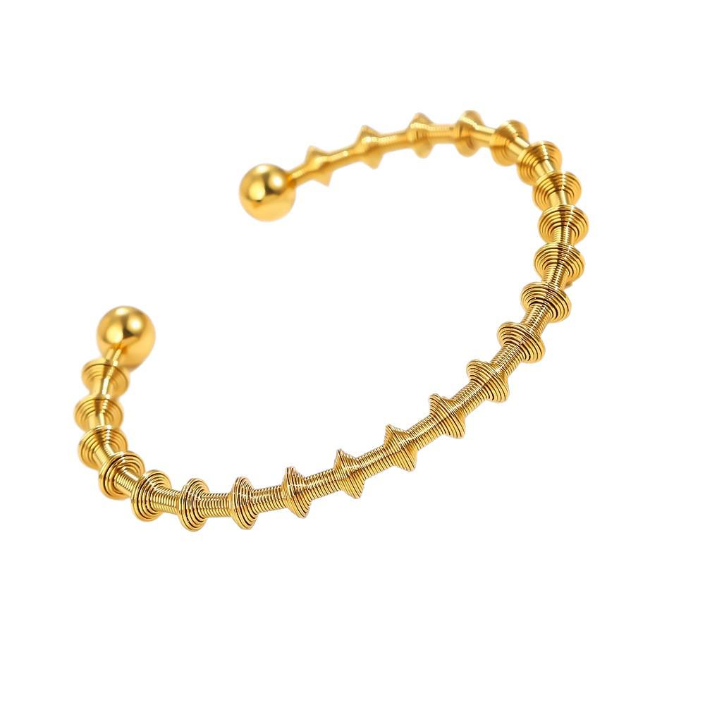 Adjustable Geometric Shape Stainless Steel Bracelet for Women - Simple, Fashionable, Open Design