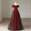 Elegant One-Shoulder Red Wedding Toasting Dress - 2026 French Style for Bride or Engagement