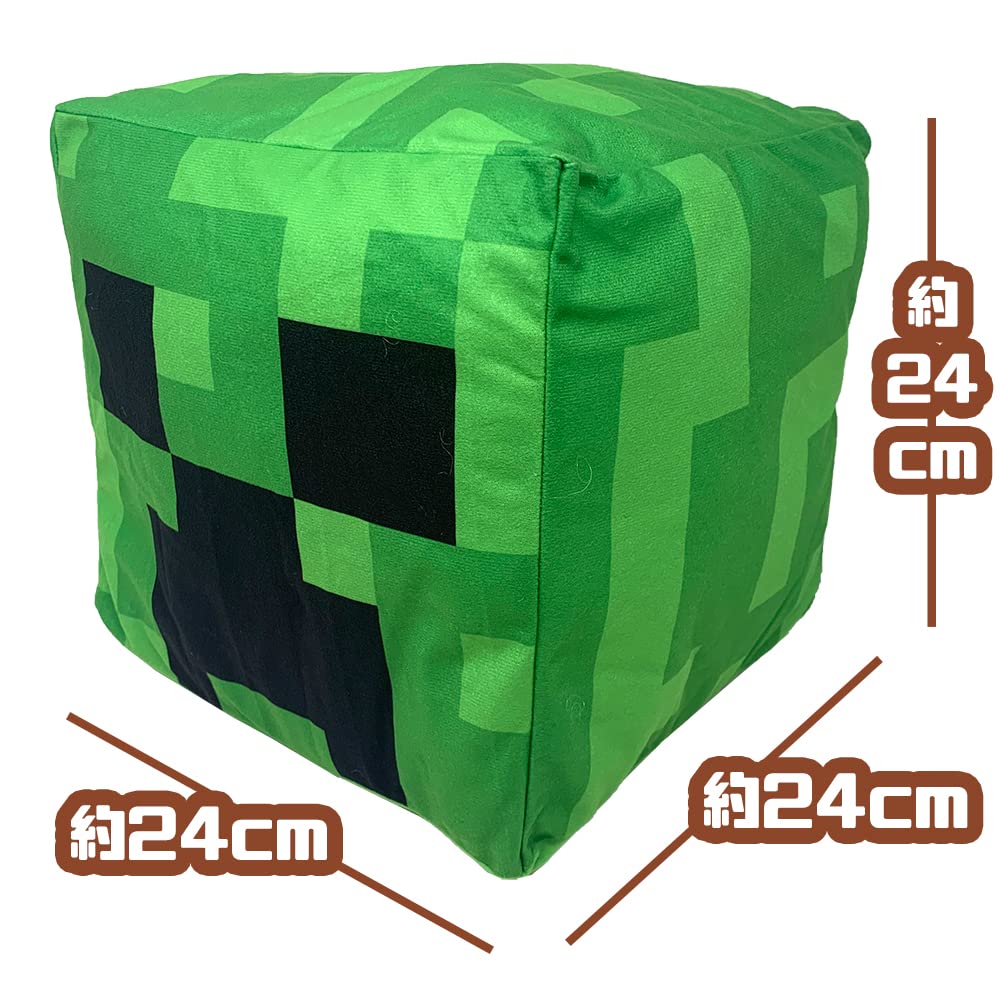 Official Cube-Shaped Block Big Plush Toy Set of 2 (Creeper & TNT), Approx. 24cm