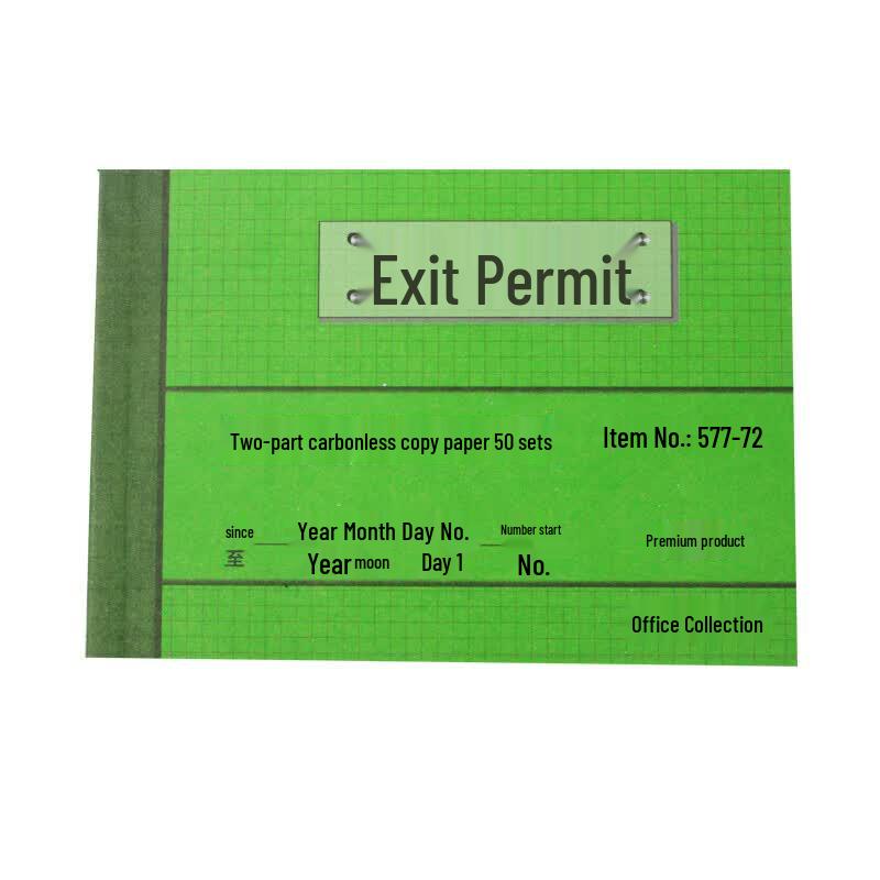 BAOKE Two-Part Carbonless Property Exit Permit